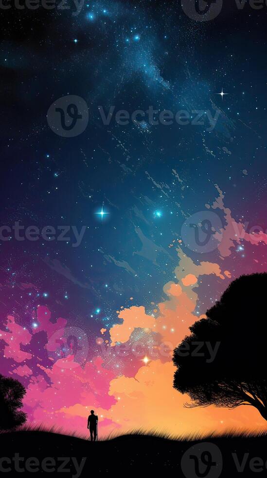 Abstract outer space endless nebula galaxy background. Large view of a colorful dark nebula in space. Cosmic background with bright shining stars, galaxies, and a deep universe. photo