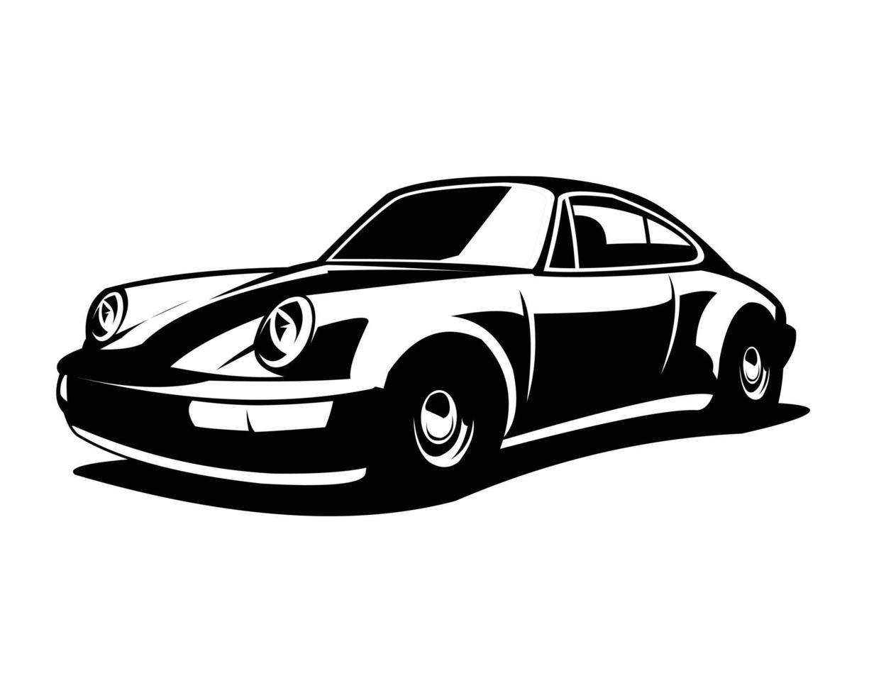 european car silhouette vector side view isolated white background. Best for logos, badges, emblems, icons, stickers and old car transportation industry.