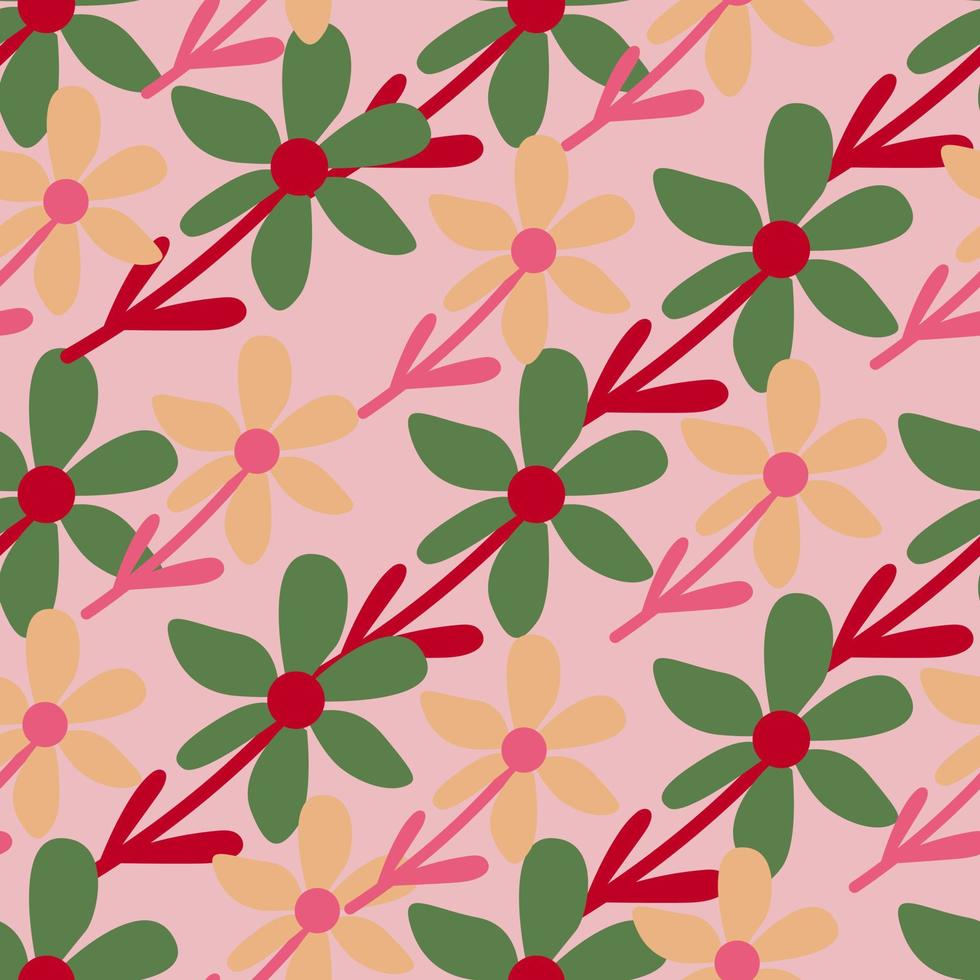 Stylized tropical simple flower seamless pattern. Decorative floral ornament endless background. vector