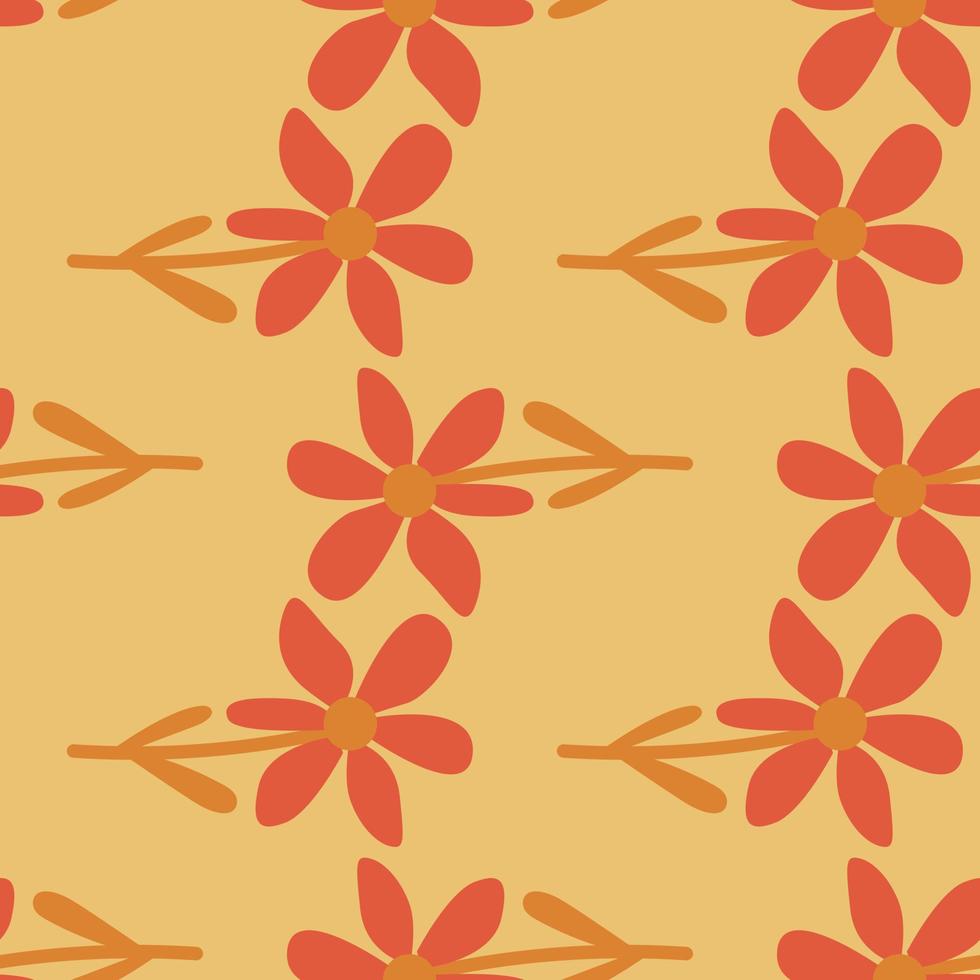 Stylized tropical simple flower seamless pattern. Decorative floral ornament endless background. vector