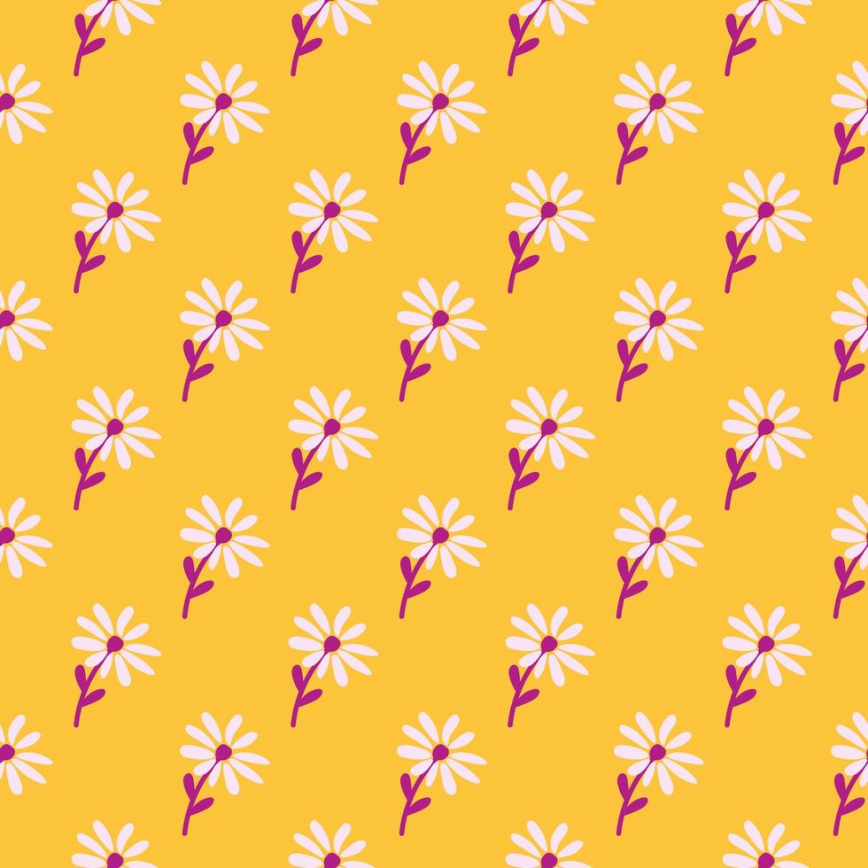Doodle chamomile seamless pattern. Hand drawn ditsy print. Abstract floral ornament. Simple botanical backdrop. vector