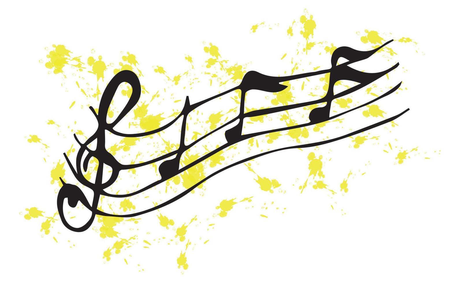 Music notes on the background of watercolor yellow spots vector