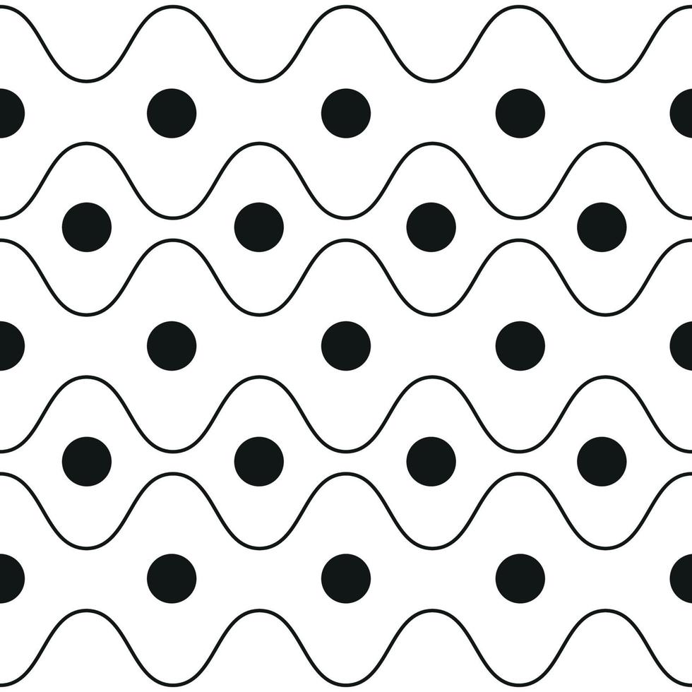 Horizonta zigzag lines pattern with dots on white background vector