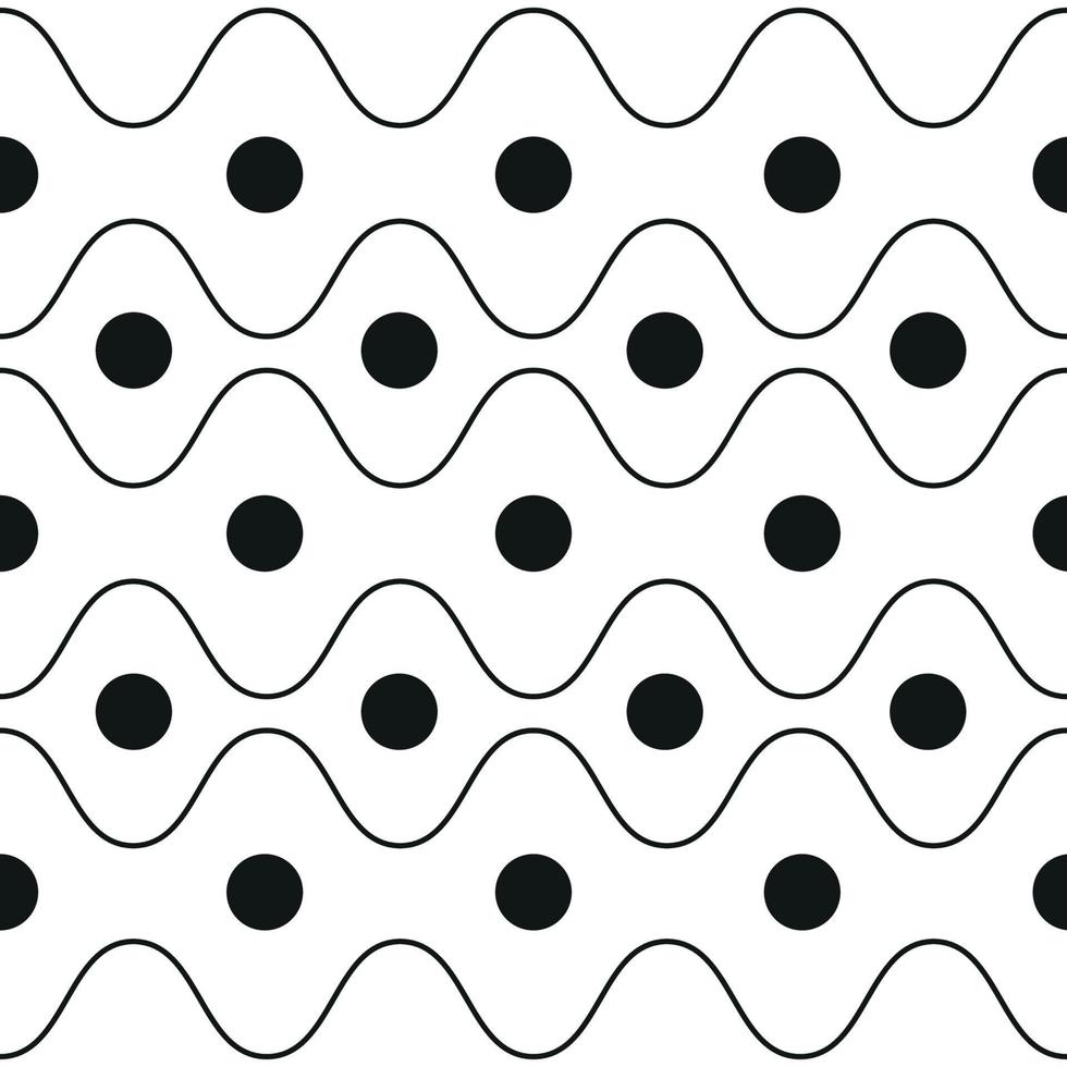 Horizonta zigzag lines pattern with dots on white background vector