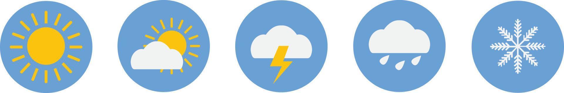 Vector illustration of flat colored weather icons with long shadow