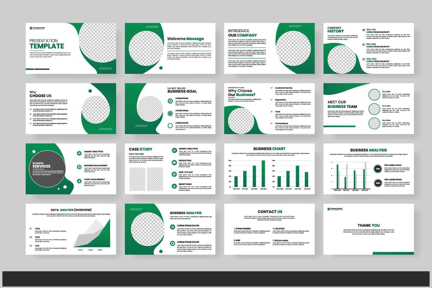 Vector business powerpoint presentation slides template green color ...