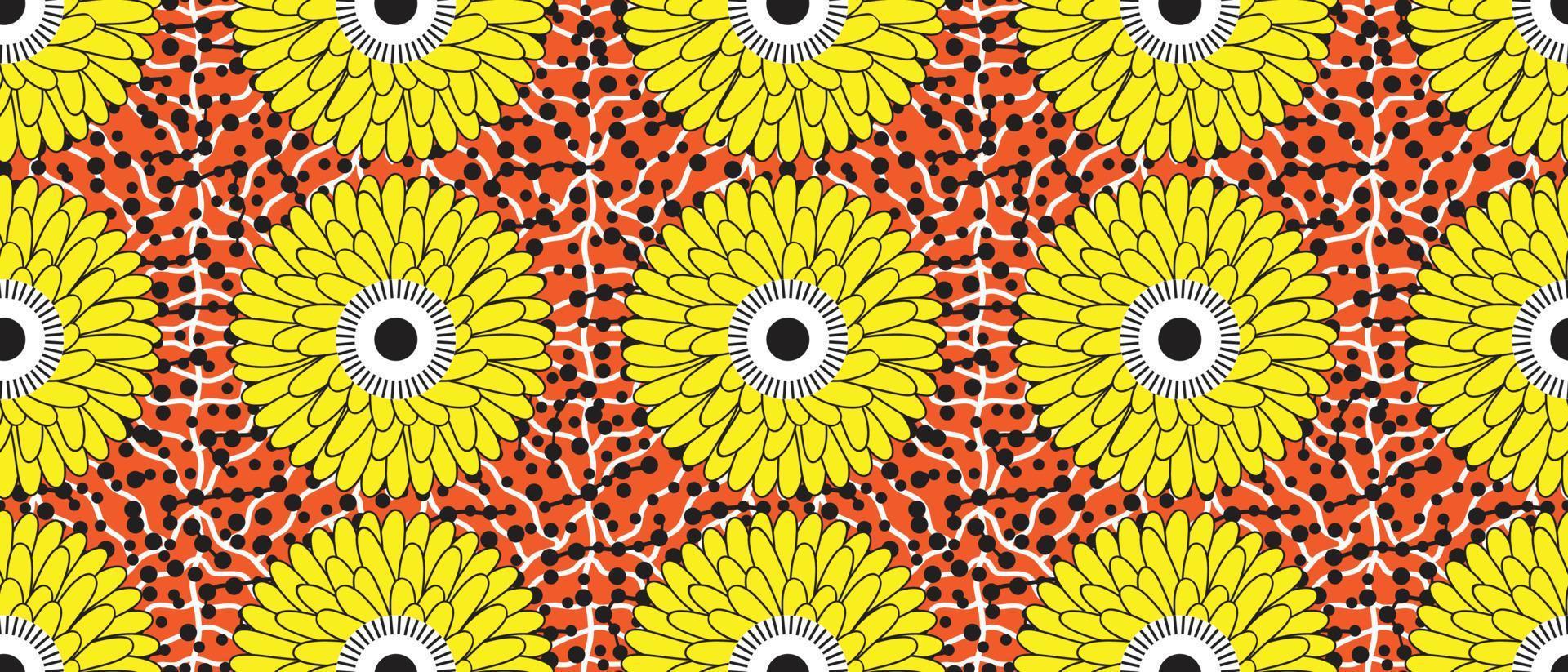 African ethnic traditional orange pattern. seamless beautiful Kitenge