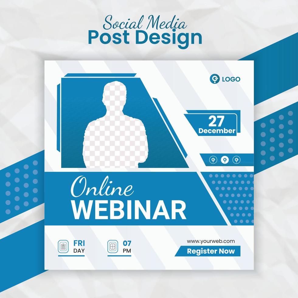 Digital marketing online business live streaming webinar and corporate conference social media post banner template for marketing agency flyer with creative layout style and business post card vector