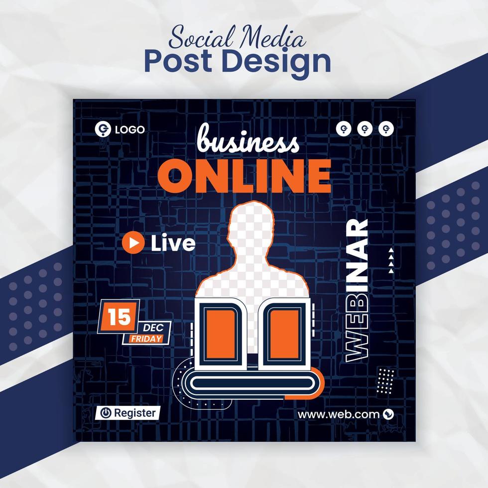 Digital marketing online business live streaming webinar and corporate conference social media post banner template for marketing agency flyer with creative layout style and business post card vector