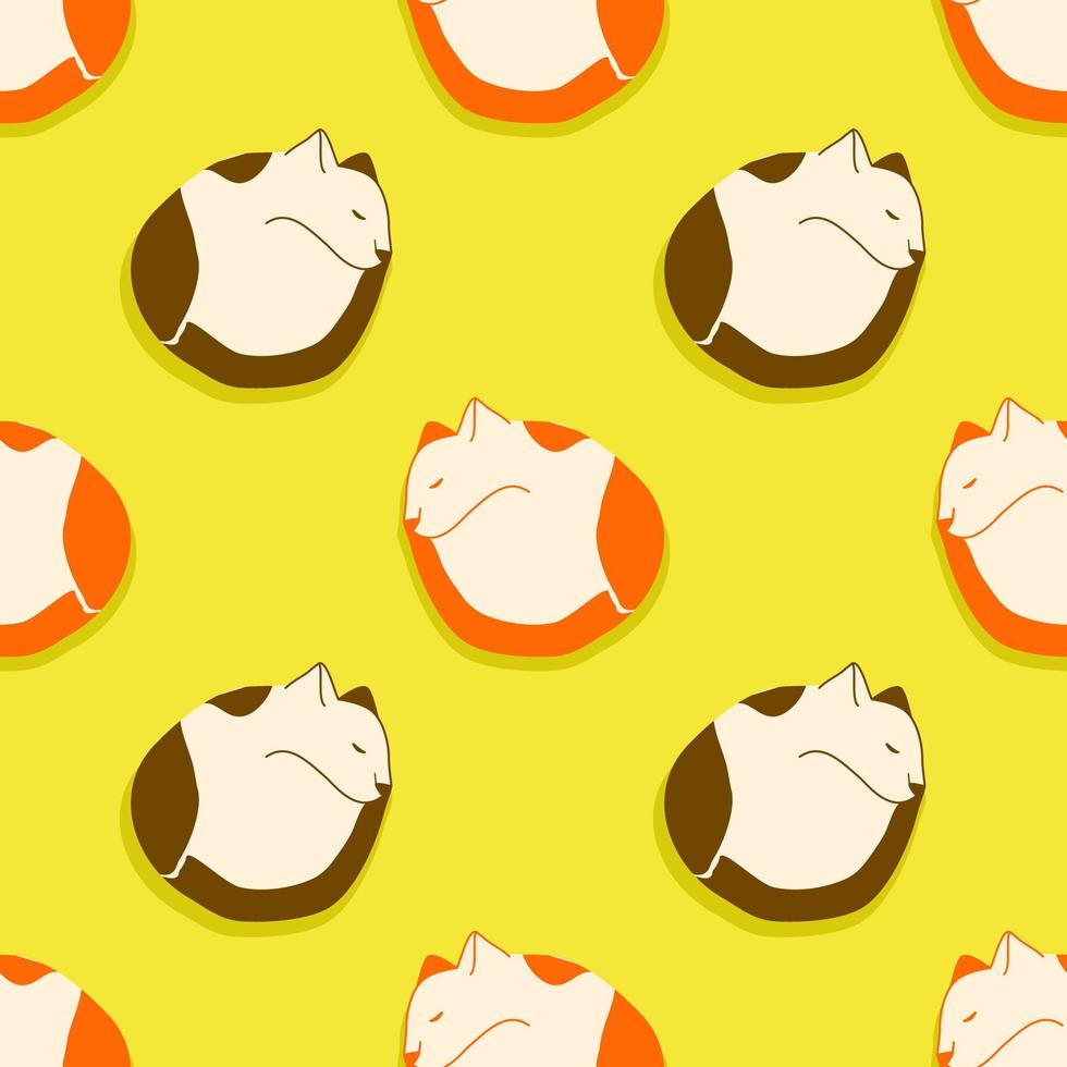 Seamless background with sleeping cat pattern. Decorative patterns. Wrapping paper pattern. Loving pets. vector