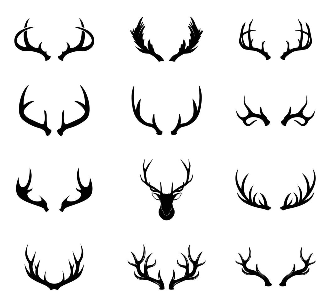 12 professional antlers silhouette vector