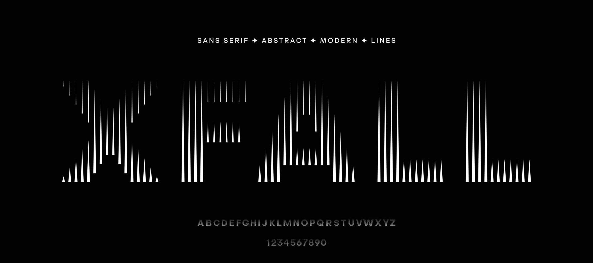 Font set monogram logo lines abstract art modern alphabet numbers typography typeface vector