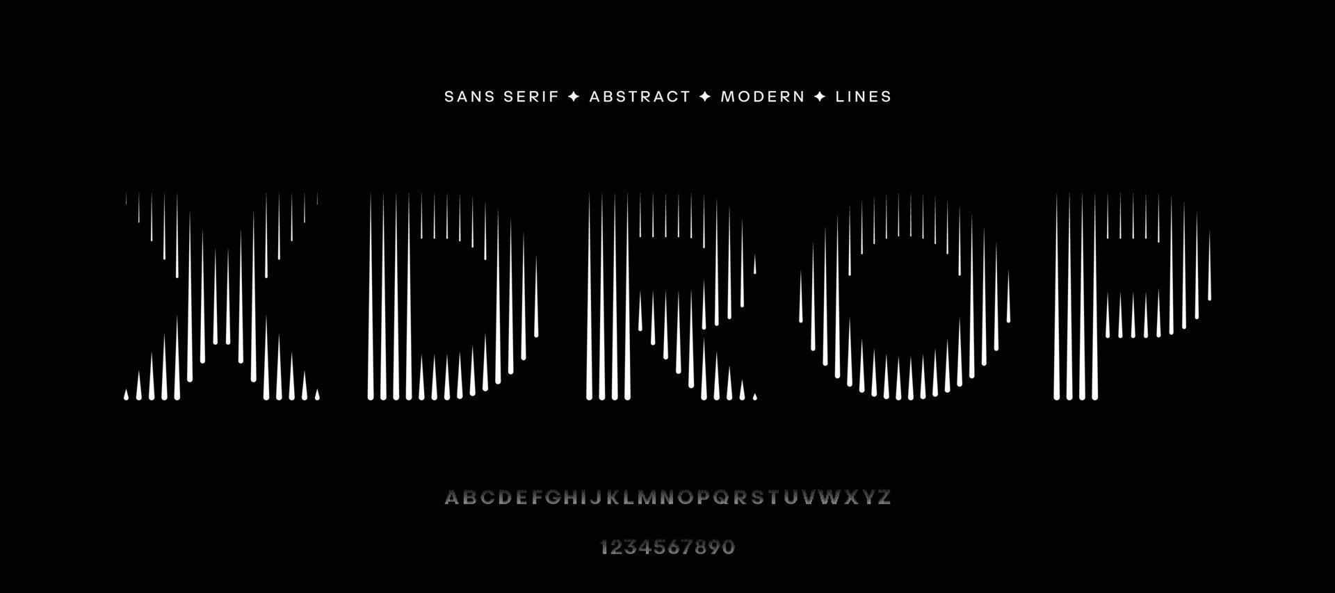 Font set monogram logo lines abstract art modern alphabet numbers typography typeface vector