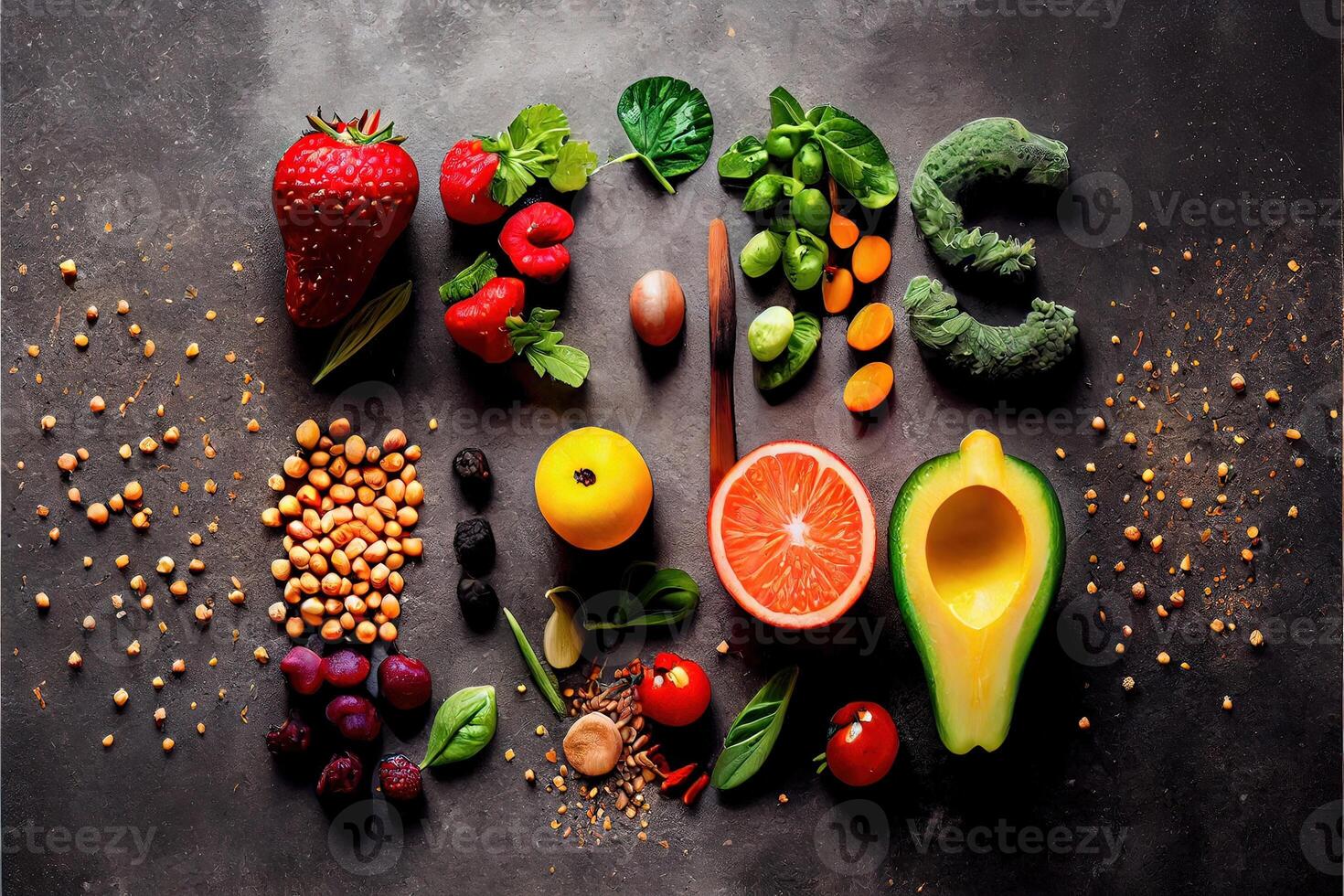 illustration of healthy food clean eating selection photo