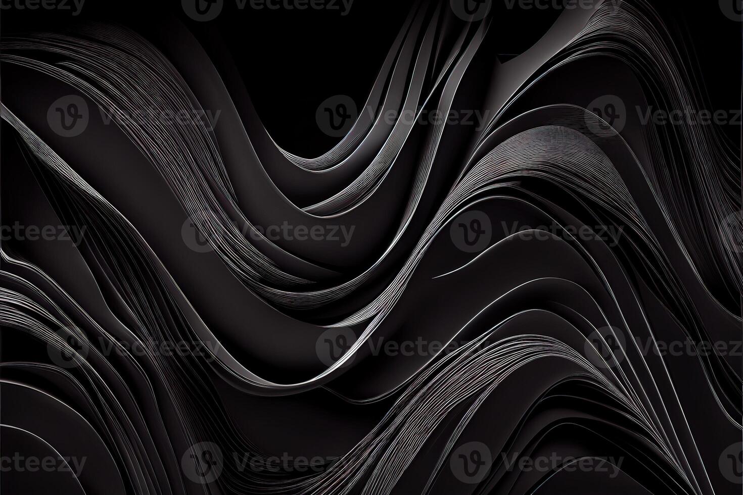 illustration of black wavy abstract layer as panorama background, gain and metal photo