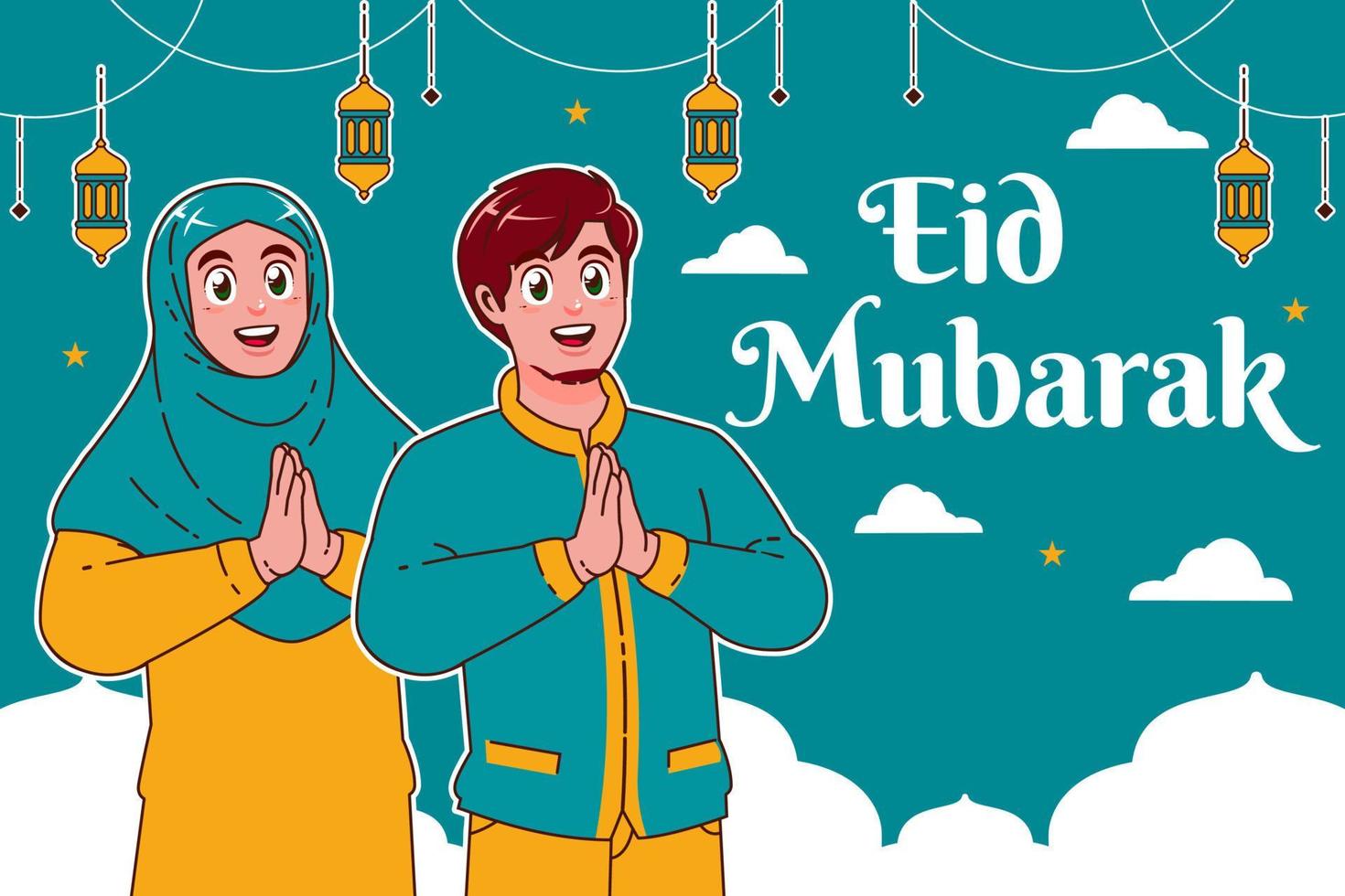 eid Mubarak ilustración antecedentes vector