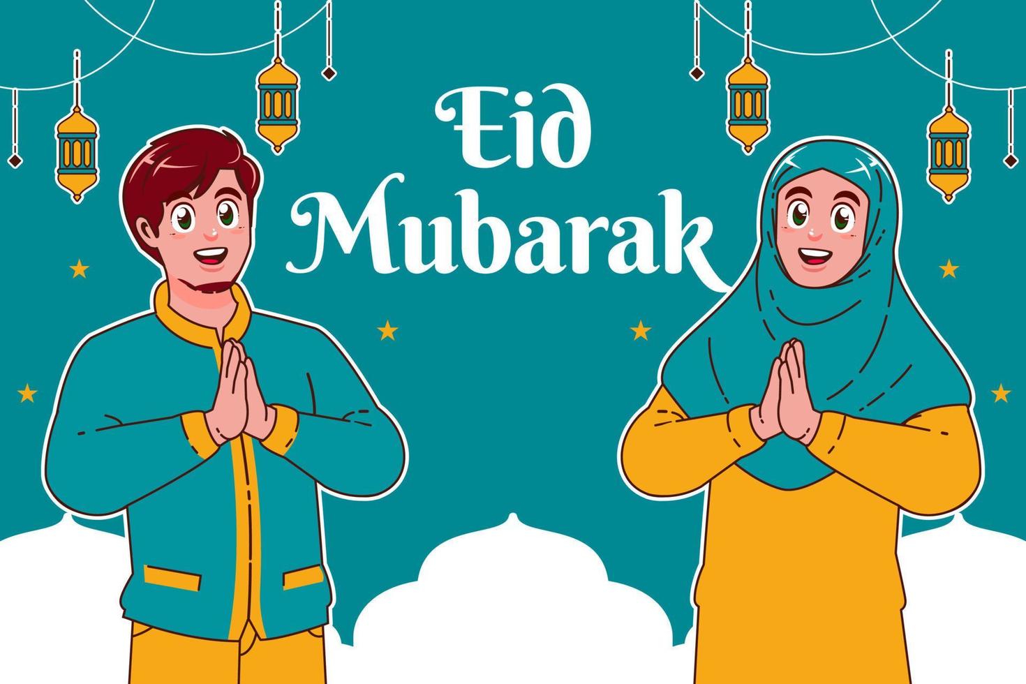 eid Mubarak ilustración antecedentes vector