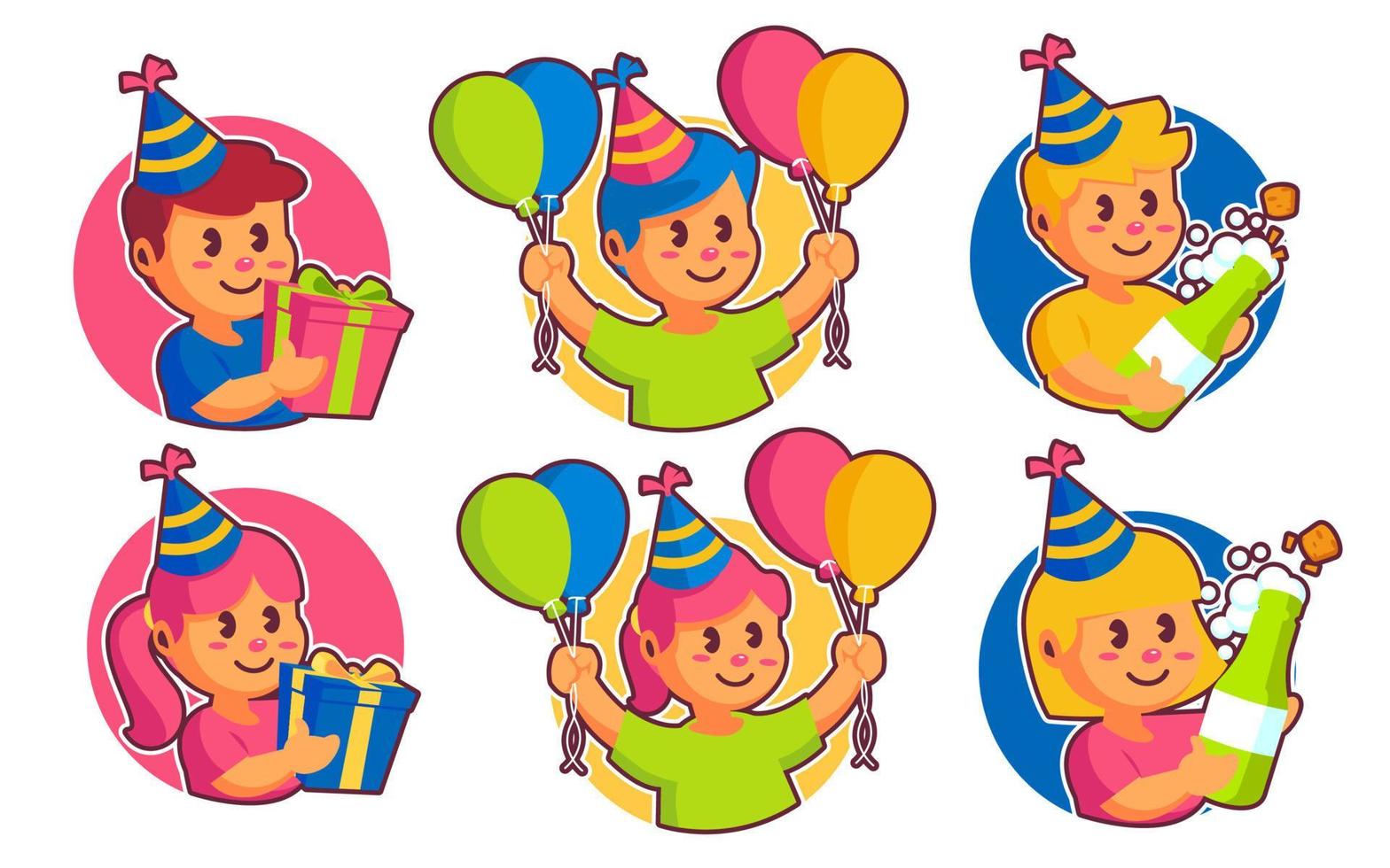 birthday party sticker pack vector