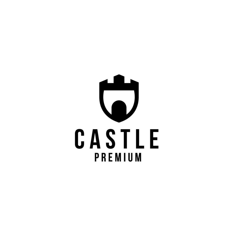 Vector castle with shield logo design concept template illustration idea