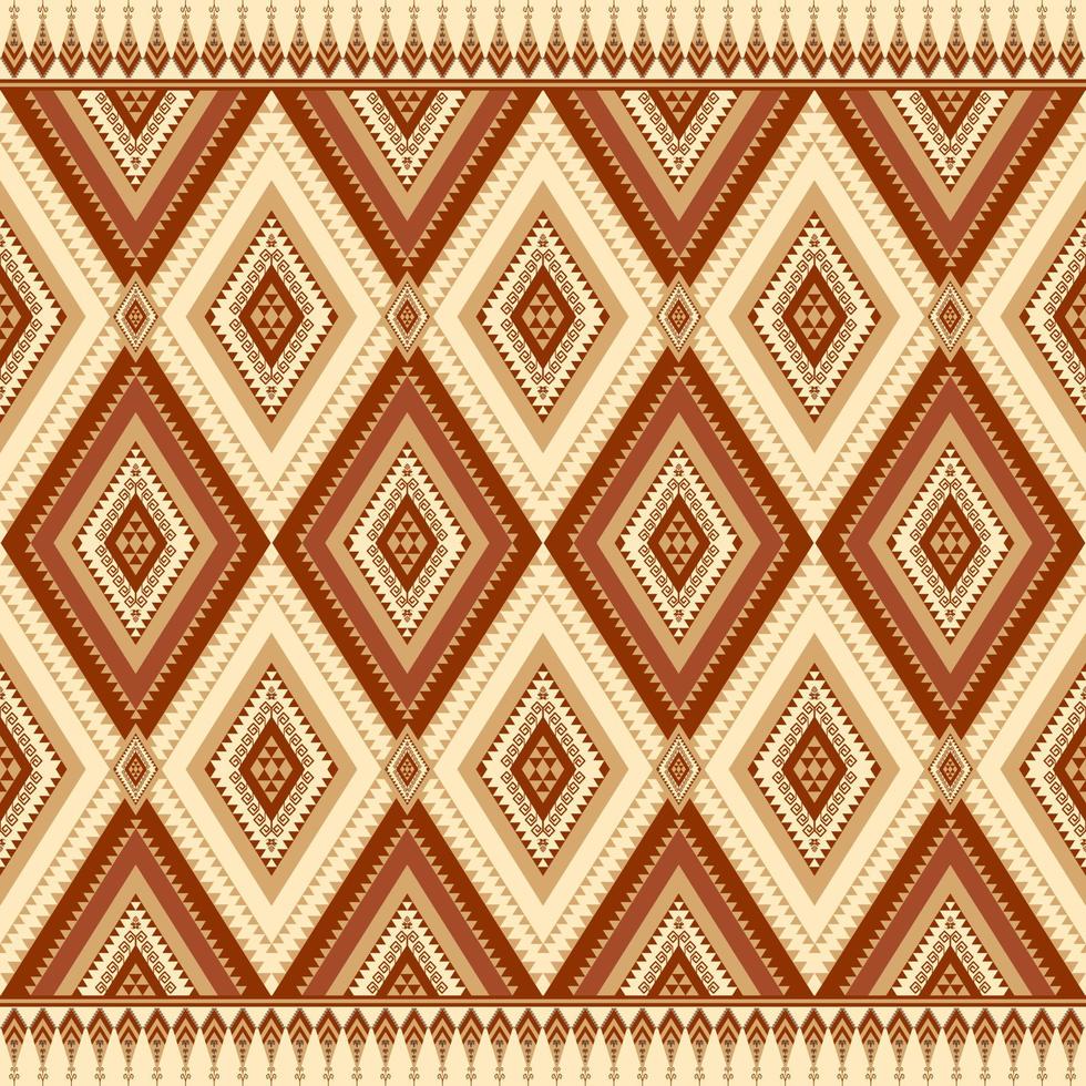 Ethnic folk geometric seamless pattern in red and brown tone in vector illustration design for fabric, mat, carpet, scarf, wrapping paper, tile and more