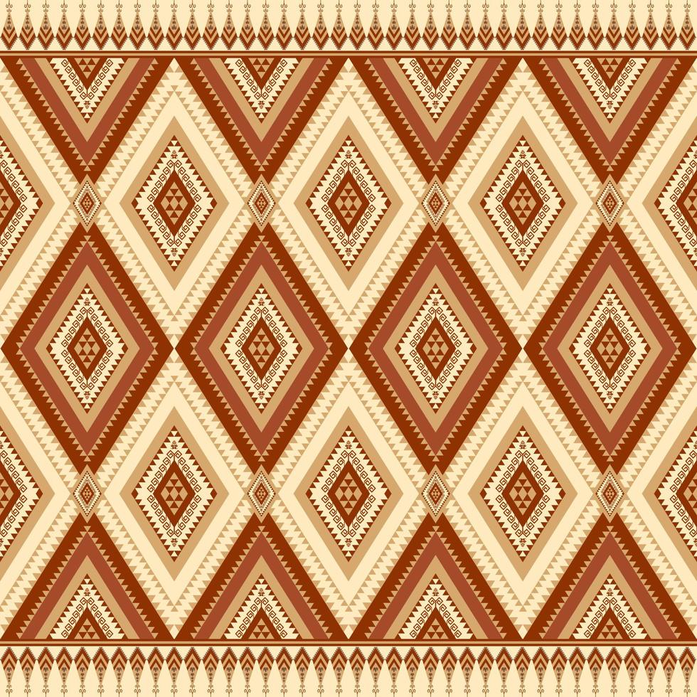 Ethnic folk geometric seamless pattern in red and brown tone in vector illustration design for fabric, mat, carpet, scarf, wrapping paper, tile and more