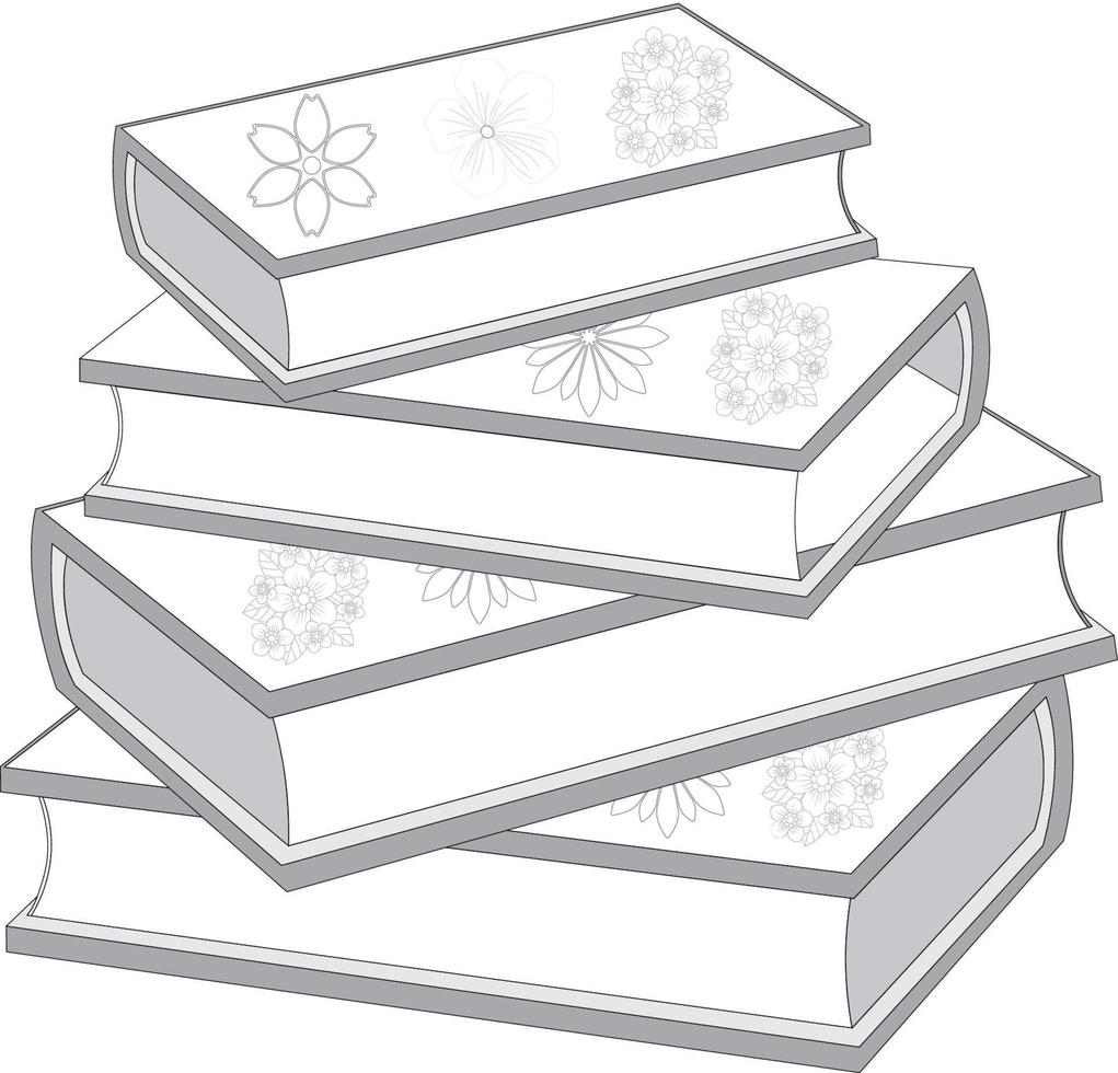 Open Book Coloring Pages - Black And White Opened Book Coloring Book Page For Adult Reading Book Floral Coloring Page Pro Vector 