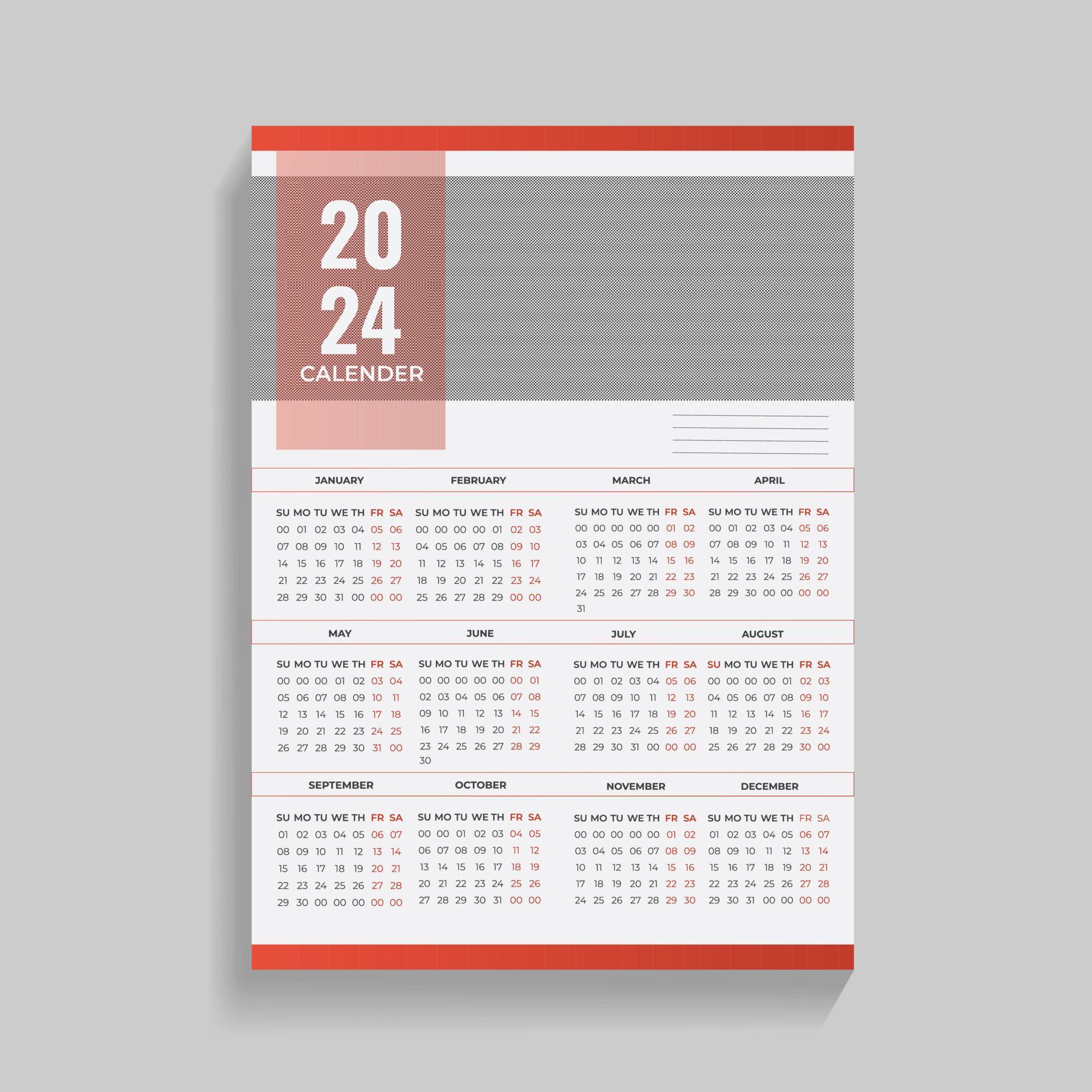 creative 2024 wall calendar design template 22694798 Vector Art at Vecteezy