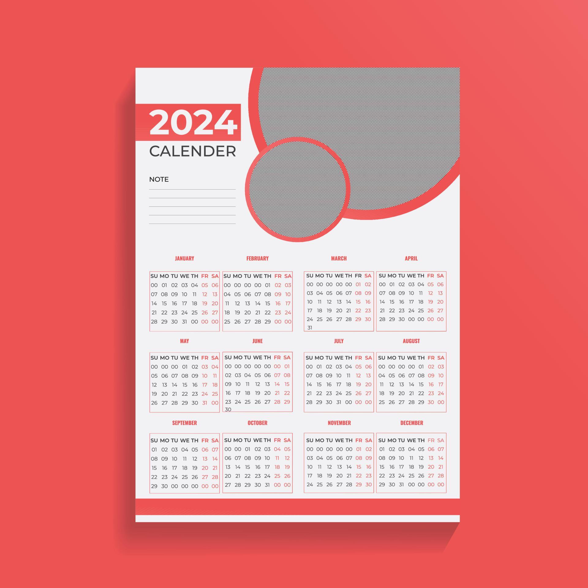 creative 2024 wall calendar design template 22694799 Vector Art at Vecteezy