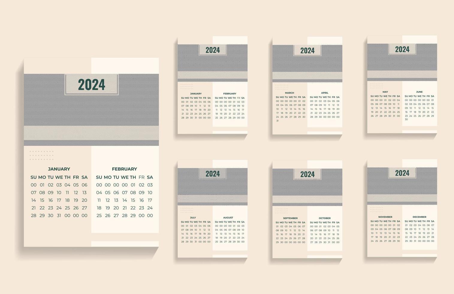 creative 2024 wall calendar design template vector