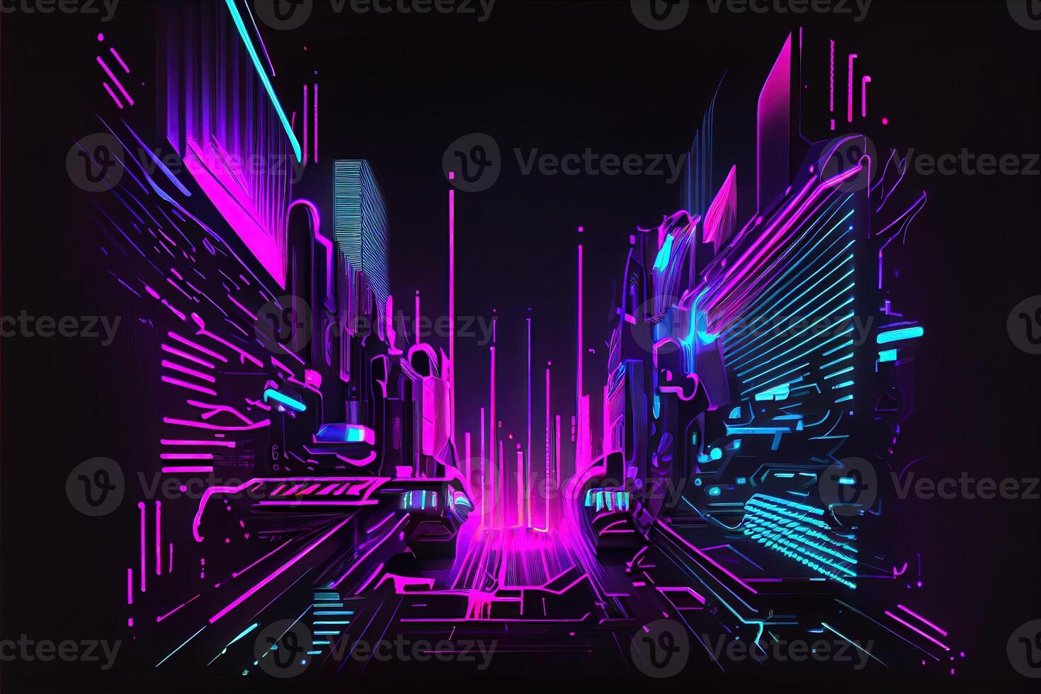 Generative AI illustration of gaming background, abstract cyberpunk style  of gamer wallpaper, neon glow light of scifi fluorescent sticks. Digitally  generated image 22694863 Stock Photo at Vecteezy