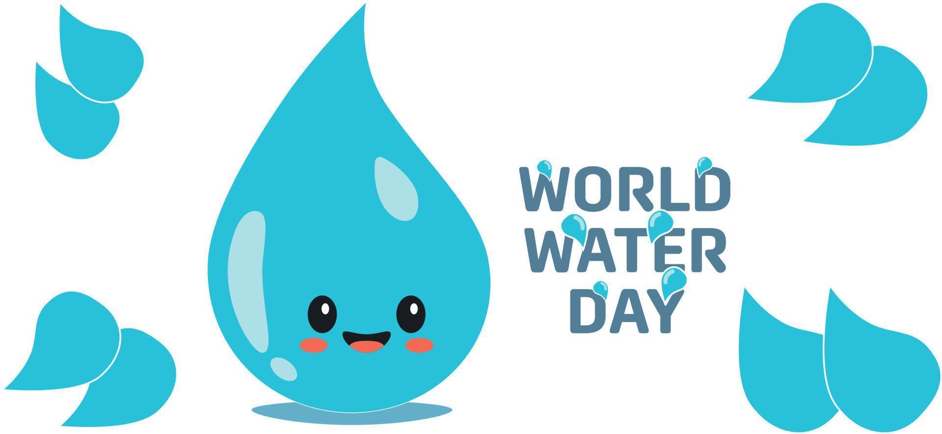 Blue funny water drop. World water day. vector