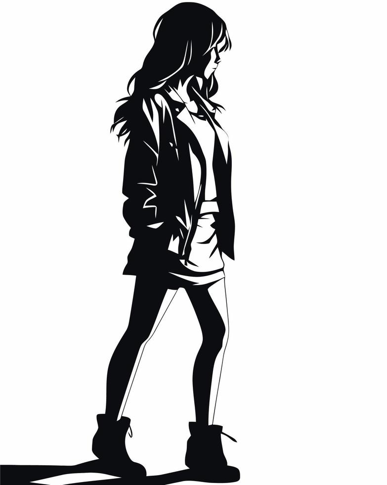 Anime Girl Silhouette vector