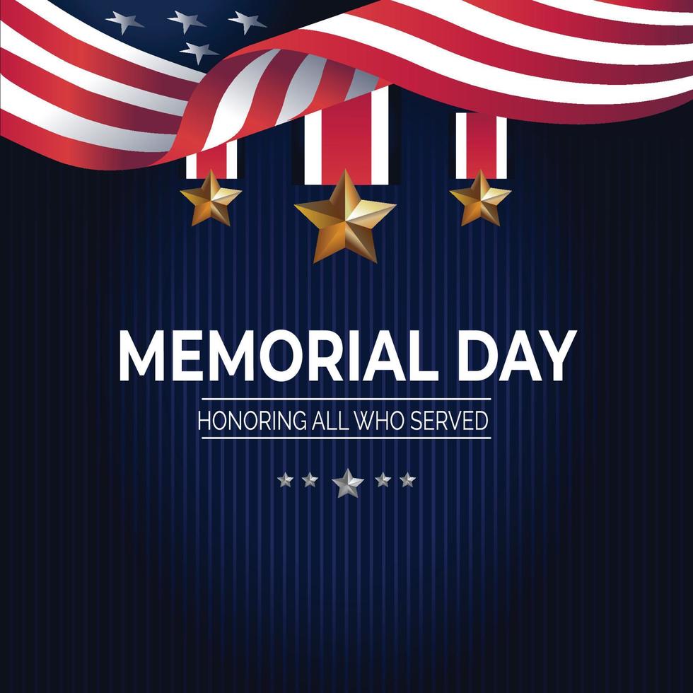 A blue and white memorial day banner with stars and stripes vector