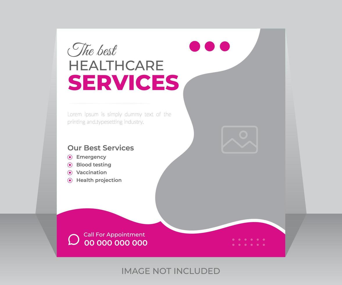 Medical healthcare web ads promotion post and square flyer, template design vector