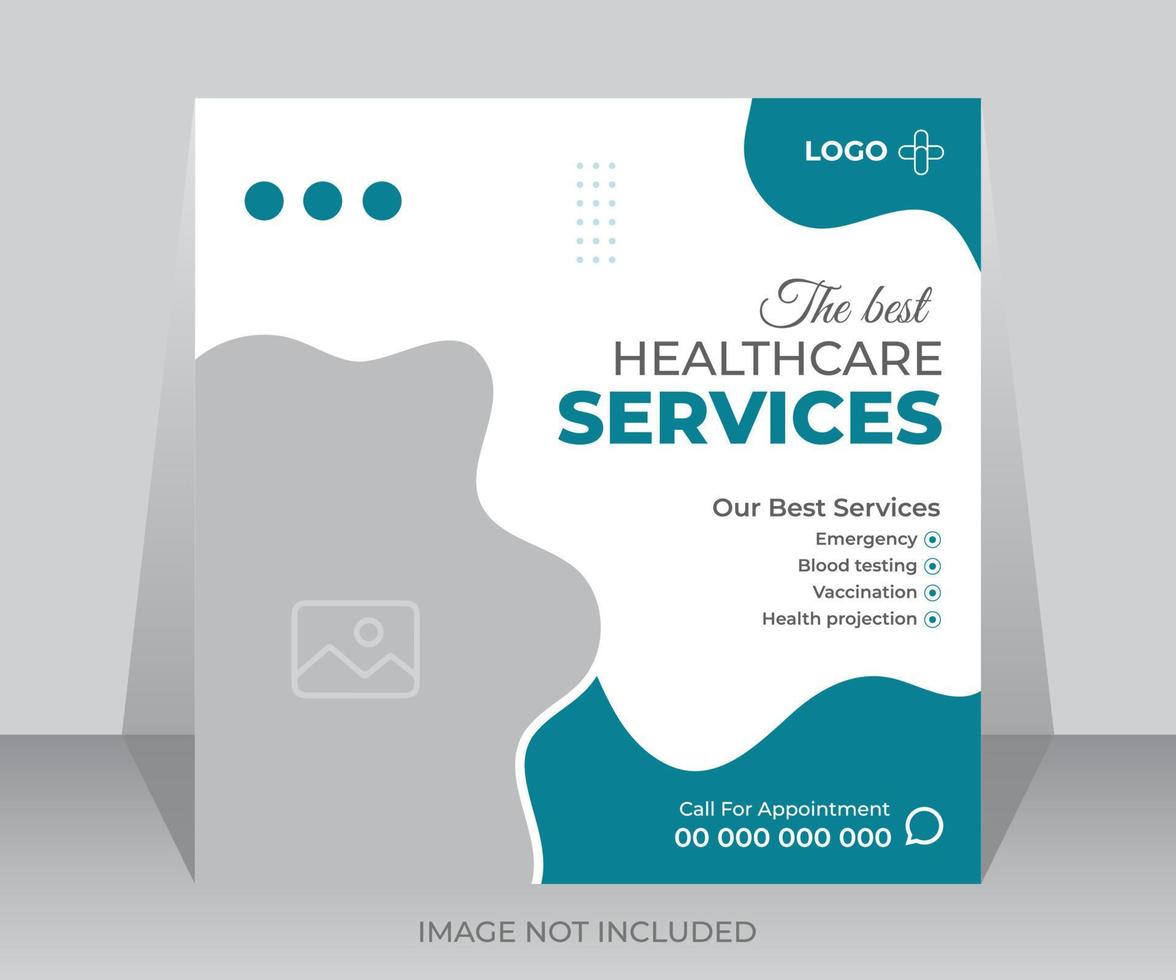 Hospital banner or square flyer for social media doctor post template vector