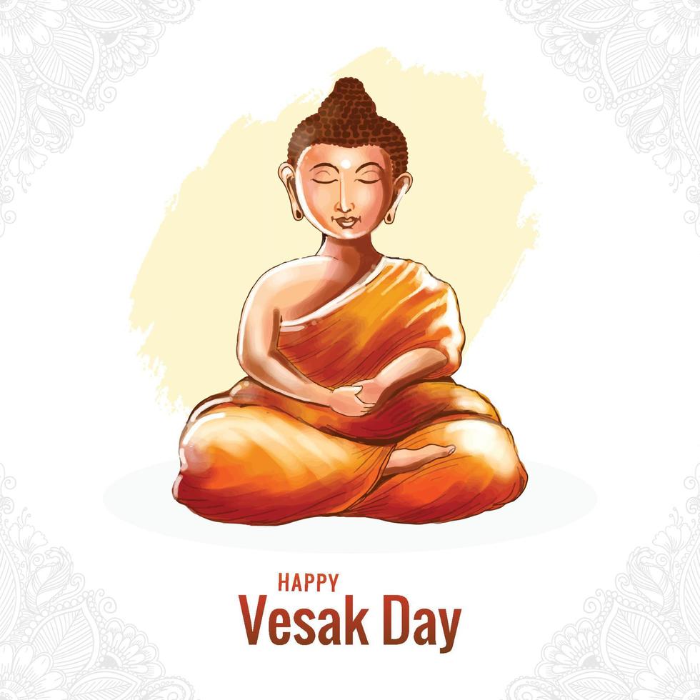 Happy buddha purnima vesak day traditional background vector