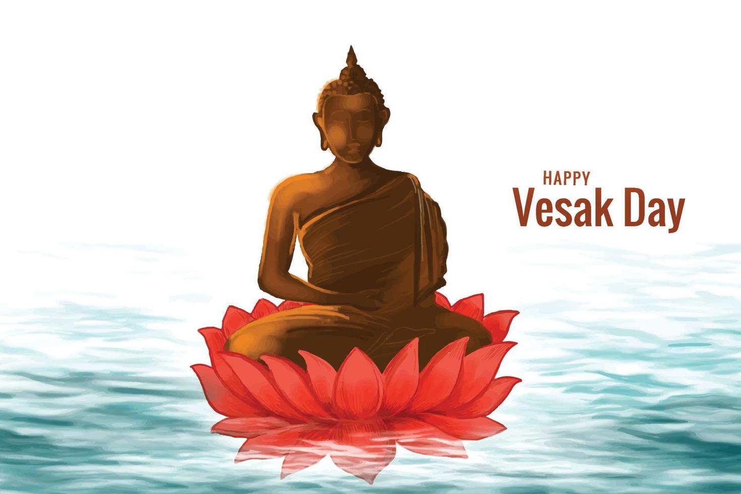 Happy vesak day or buddha purnima card background vector