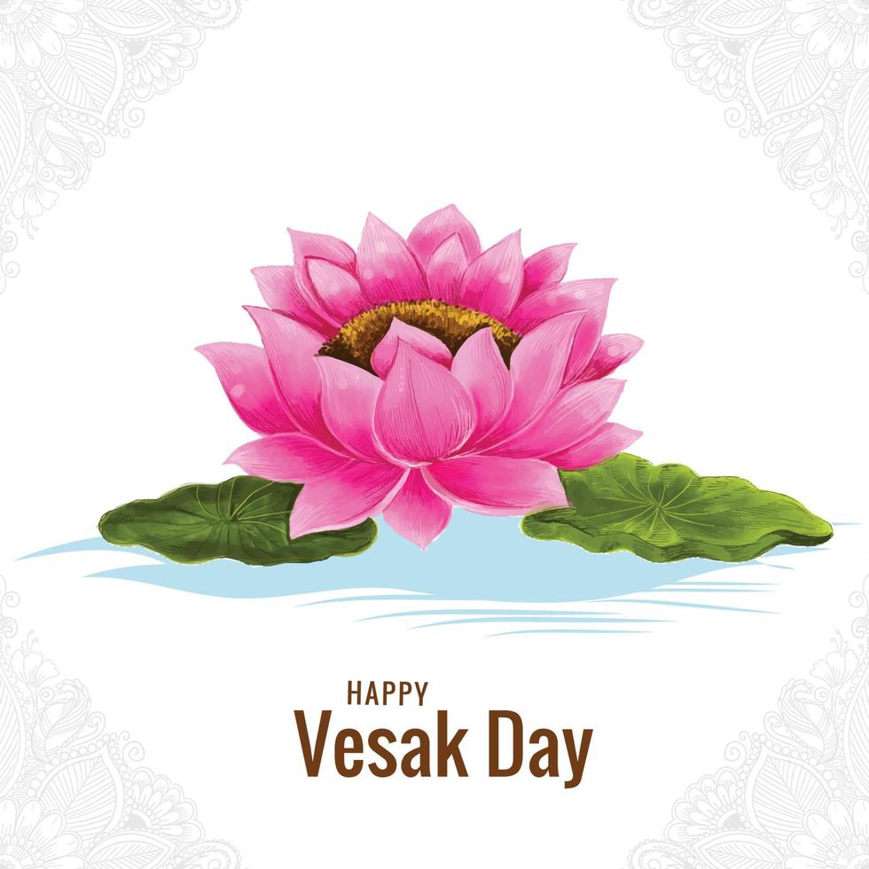 Happy vesak day postcard on flower card background vector