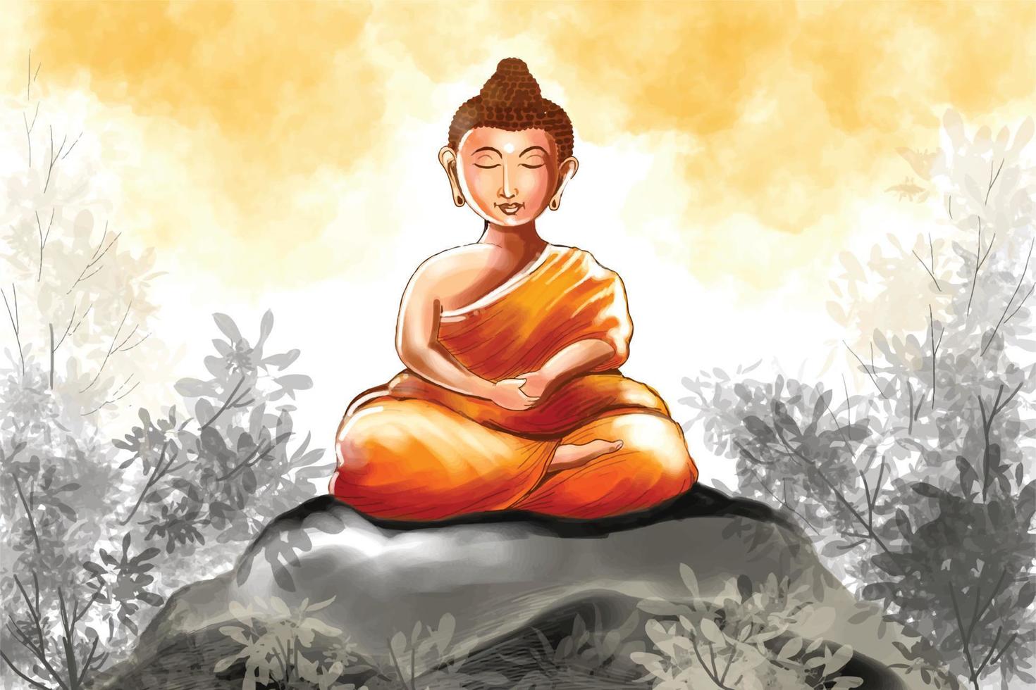 Happy vesak day or buddha purnima card background vector