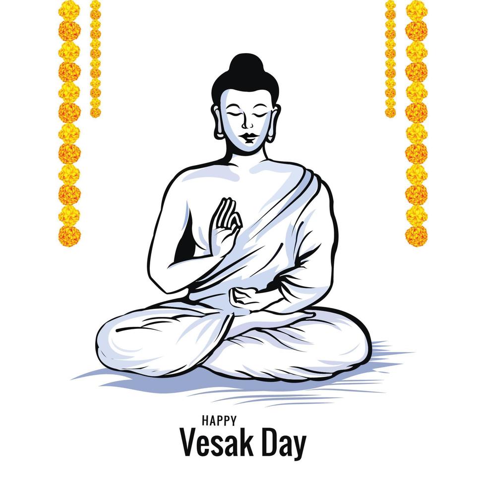 Happy vesak day celebration festival card background vector