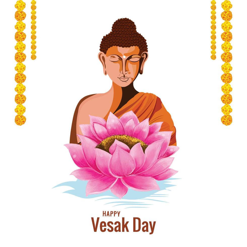 Buddha on lotus flower card illustration design vector