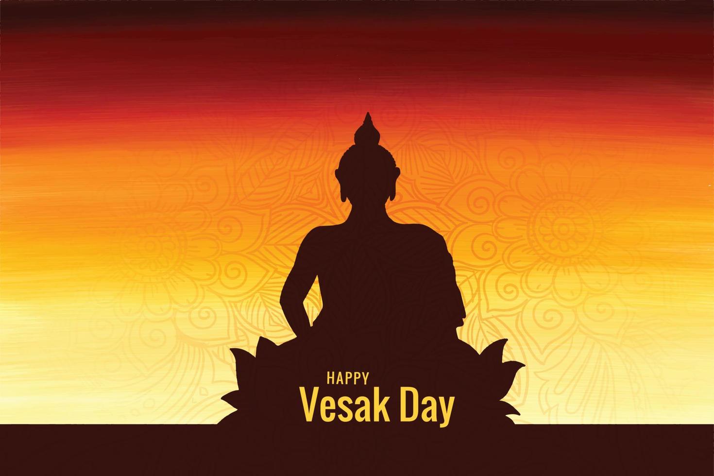 Happy vesak day celebration card background vector