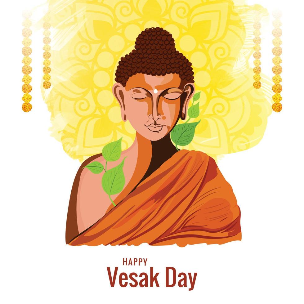 Happy vesak day traditional card background vector