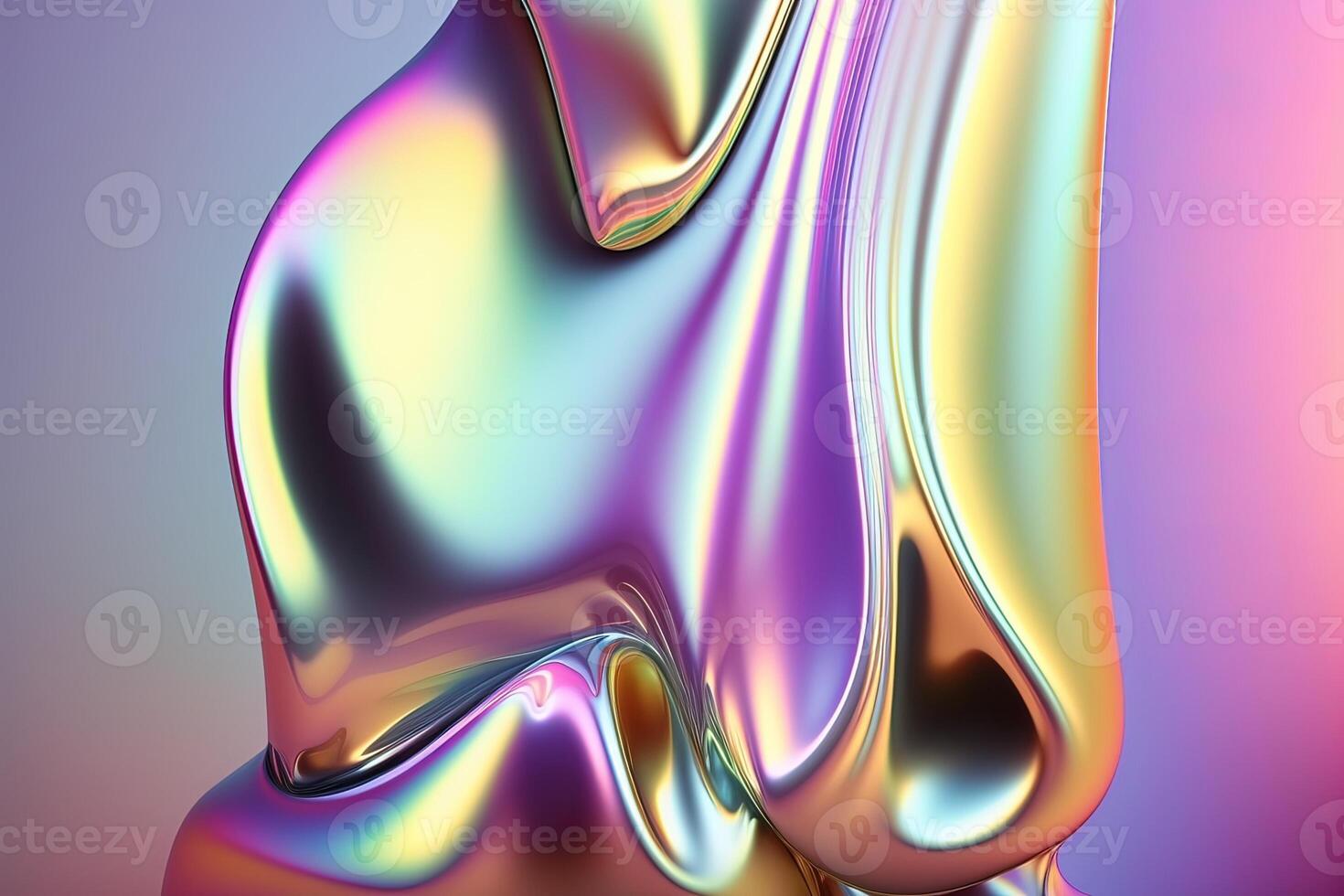 illustration of holographic liquid background. Holographic iridescent backdrop. Pearlescent gradient and foil effect for design prints. Rainbow metal photo