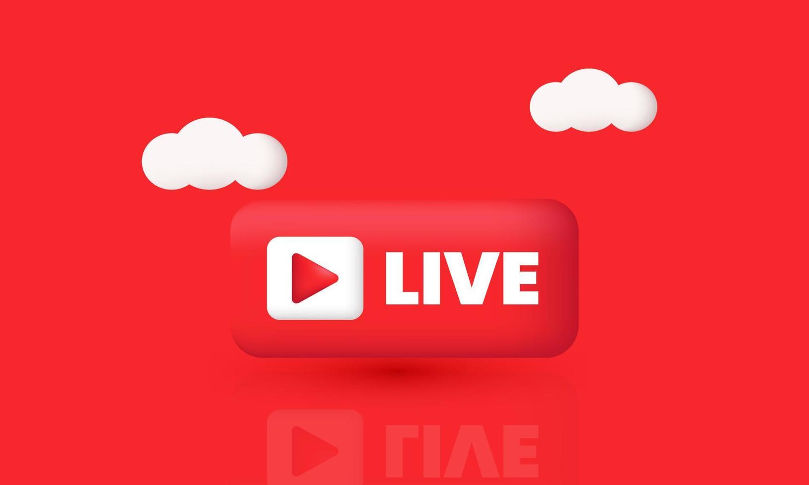 unique 3d realistic cartoon live streaming icon trendy modern style object symbols isolated on background vector