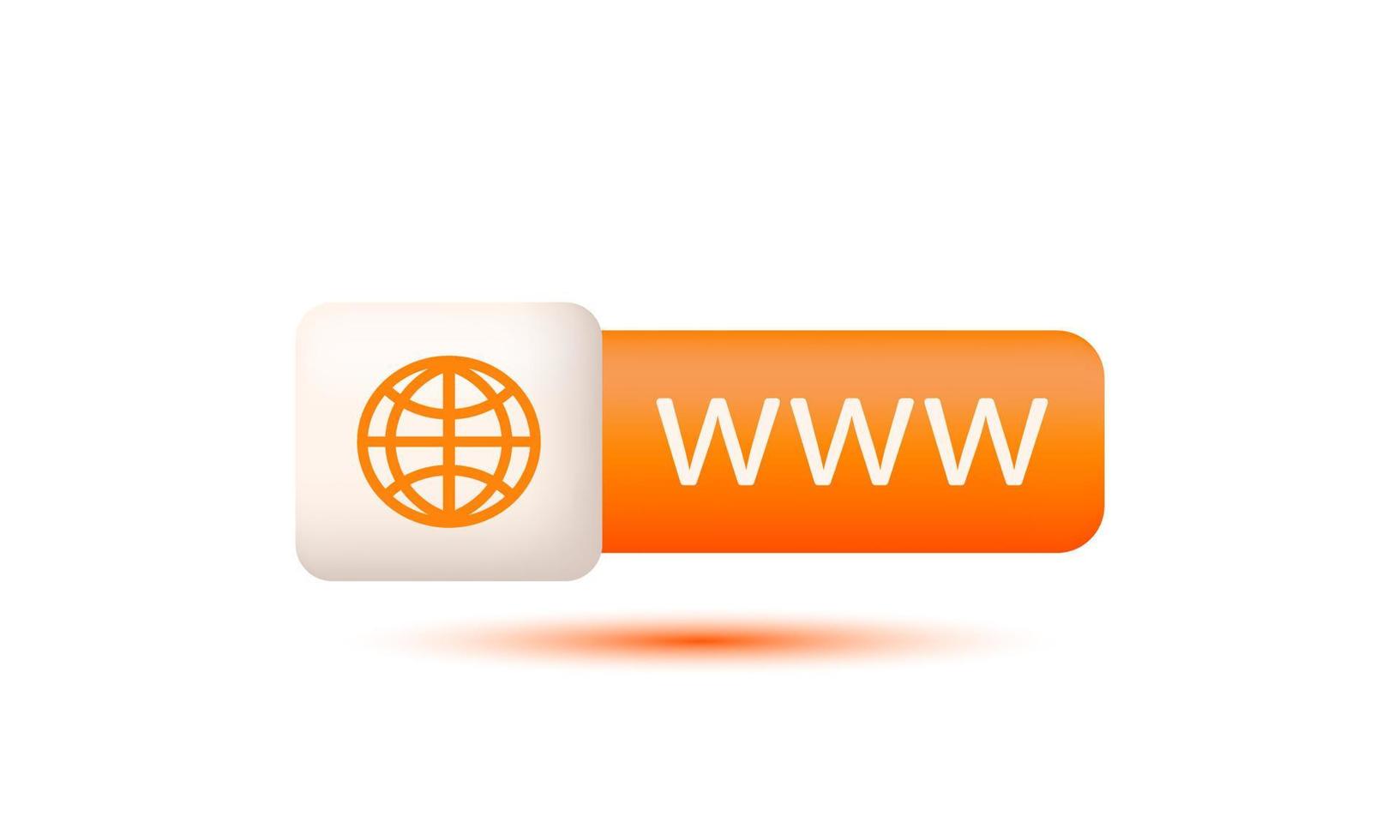 unique 3d realistic hyperlink search www sign trendy icon modern style object symbols isolated on background vector