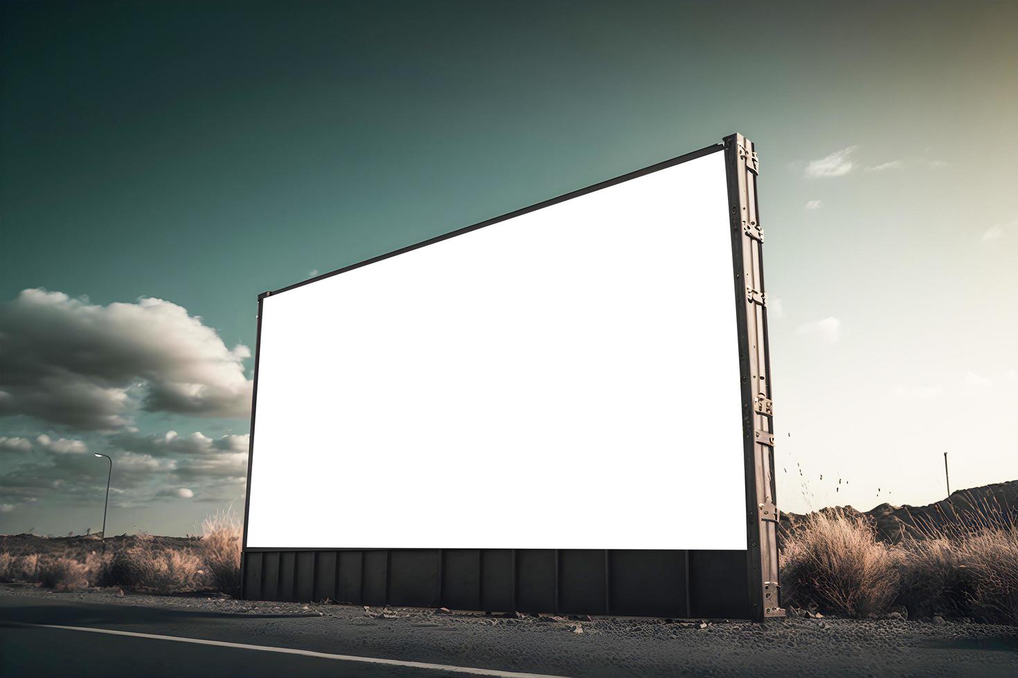 highway billboard mockup, Empty advertisment billboard mockup at roadside on highway, Blank space for marketing ad poster or banner photo