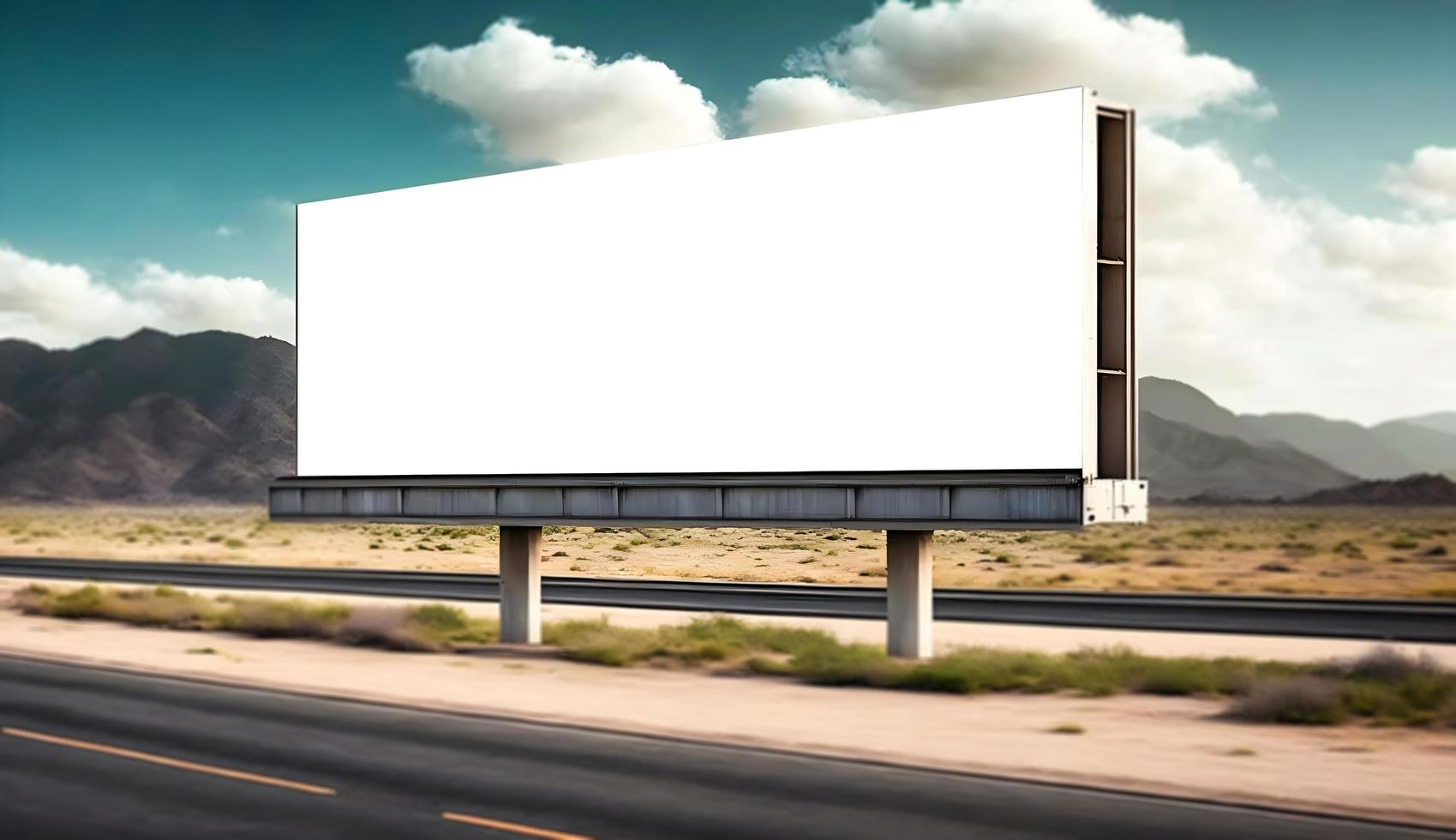 blank billboard on the highway roadside, Wide Empty billboard at highway for advertisment placement or marketing banner photo