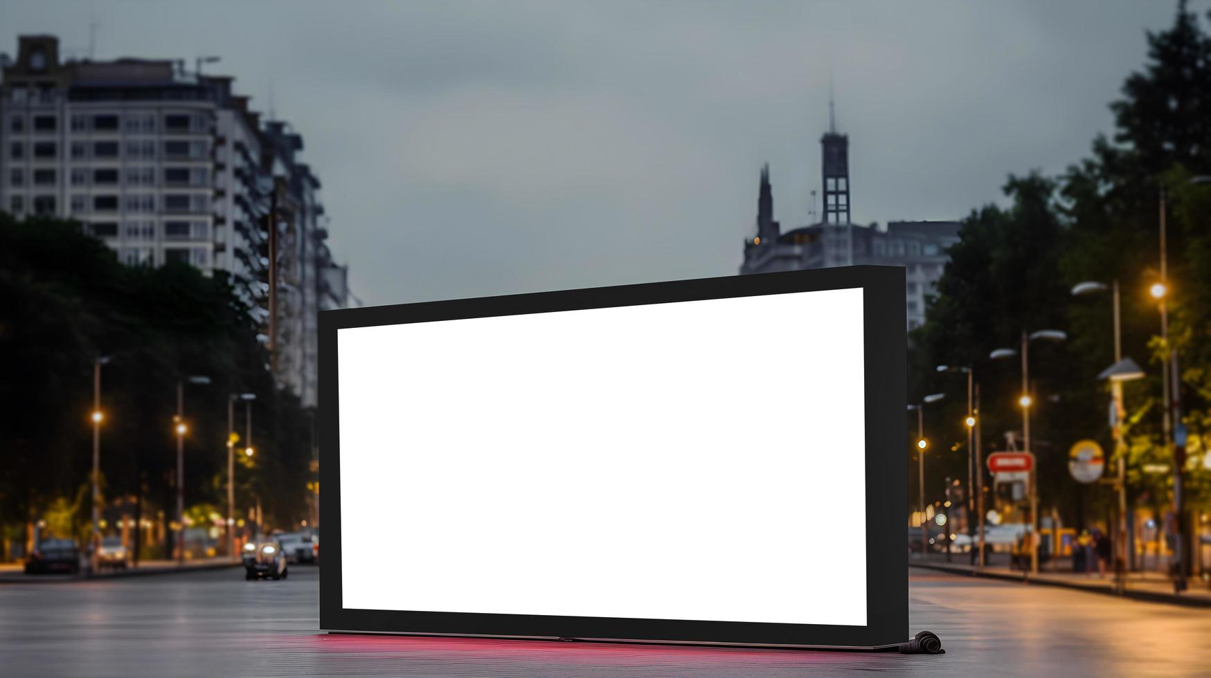 Blank outdoor Event advertisment screen for marketing purpose, Empty LED screen for event advertisment, white LED screen mockup photo