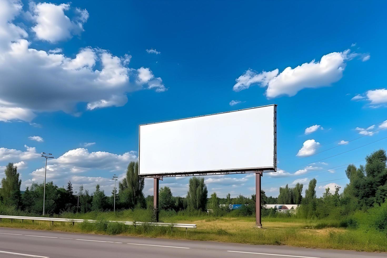 blank billboard on the highway roadside, Wide Empty billboard at highway for advertisment placement or marketing banner photo